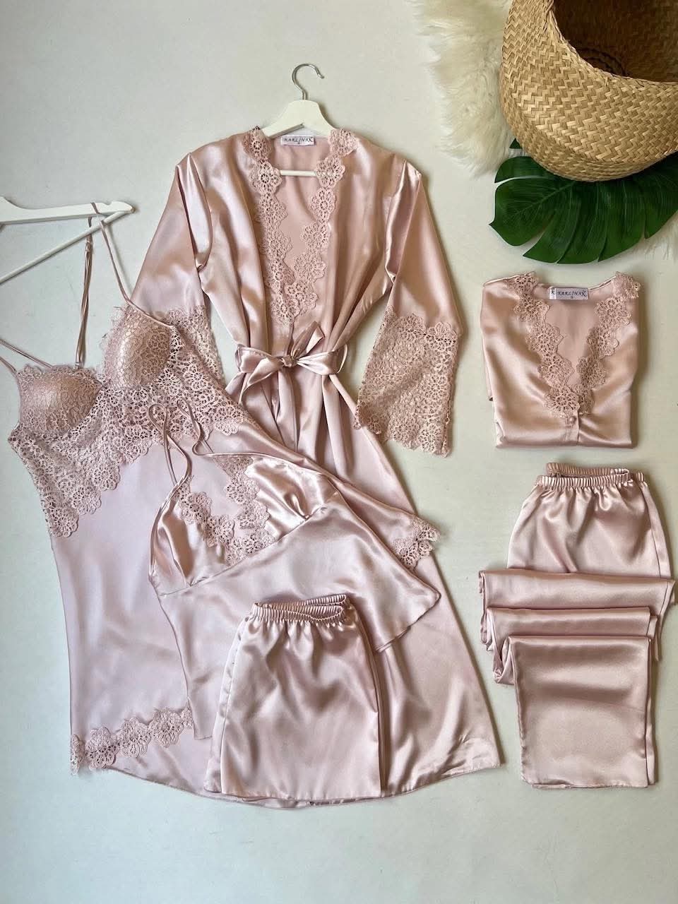 6-Piece Silk Nightwear + 2-Piece Long Inner & Gown