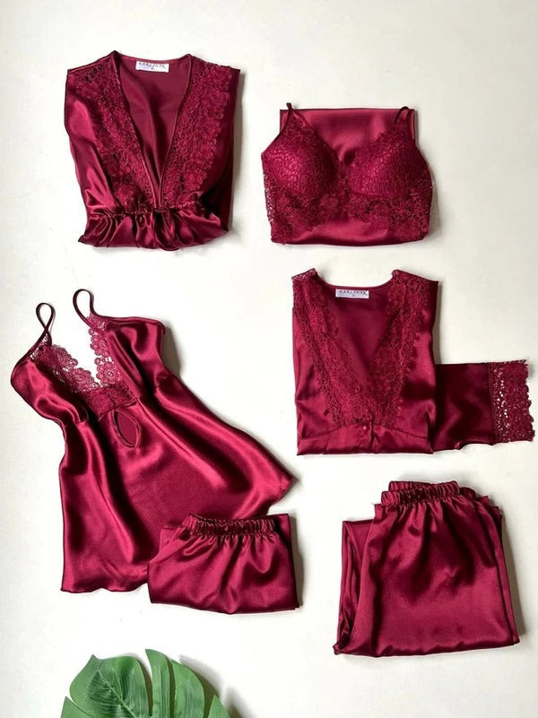 6-Piece Silk Nightwear + 2-Piece Long Inner & Gown