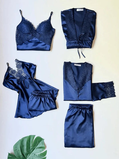6-Piece Silk Nightwear + 2-Piece Long Inner & Gown